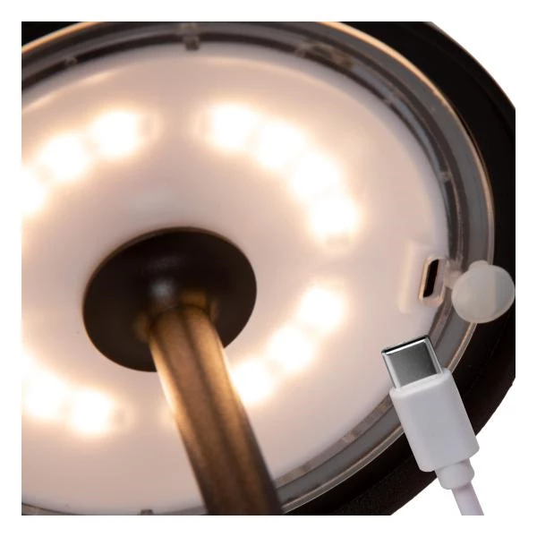 Lucide JOY - Oplaadbare Tafellamp Buiten - Accu/Batterij - Ø 12 cm - LED Dimb. - 1x1,5W 3000K - IP54 - Zwart - detail 4